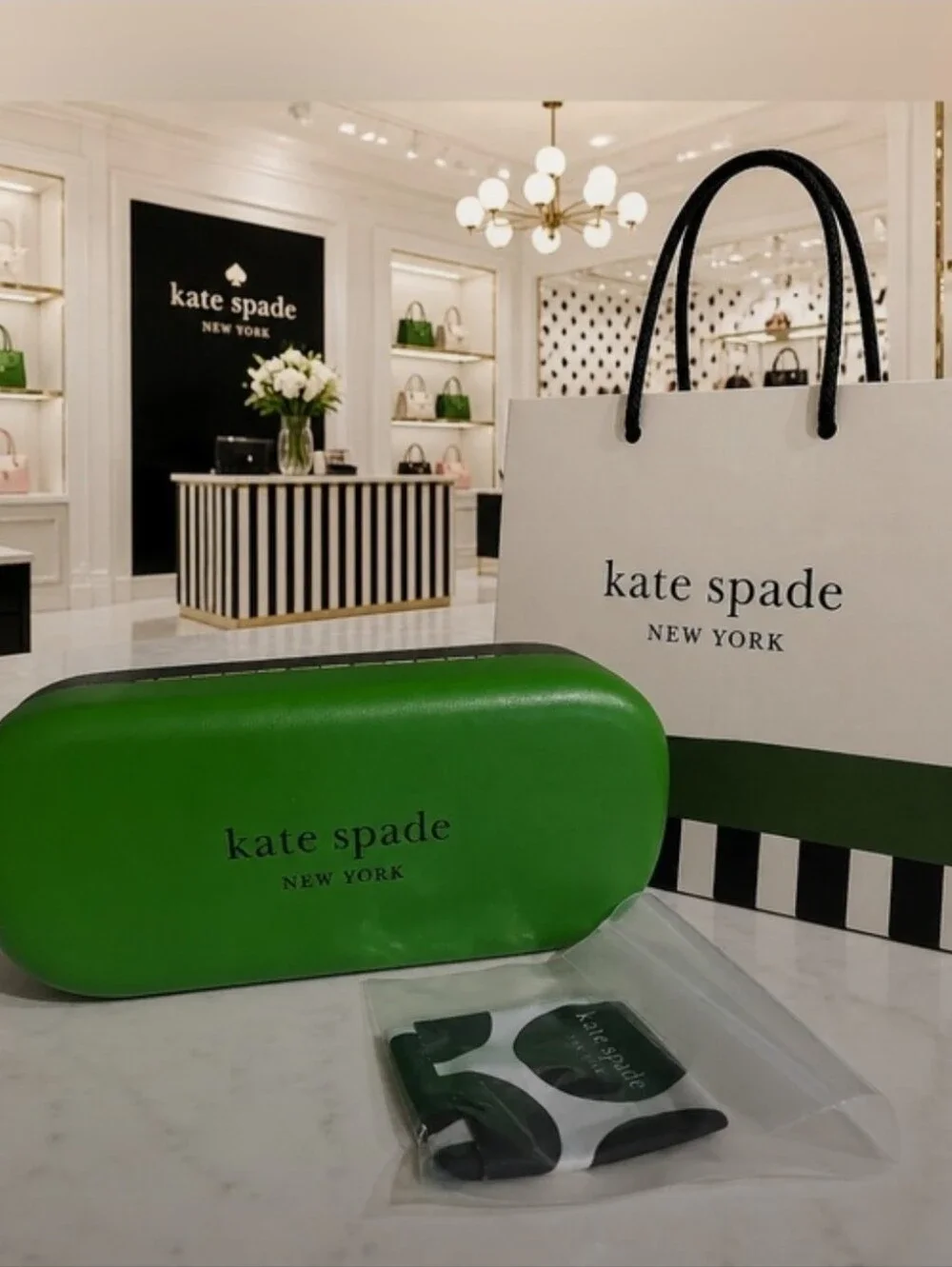 Kate Spade White Cat Eye Sunglasses with Gradient Blue Lenses